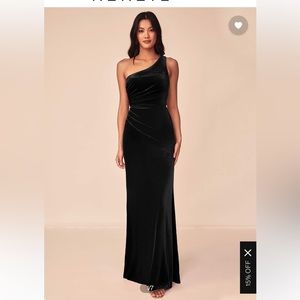 Azazie velvet 1 shoulder black dress size 8